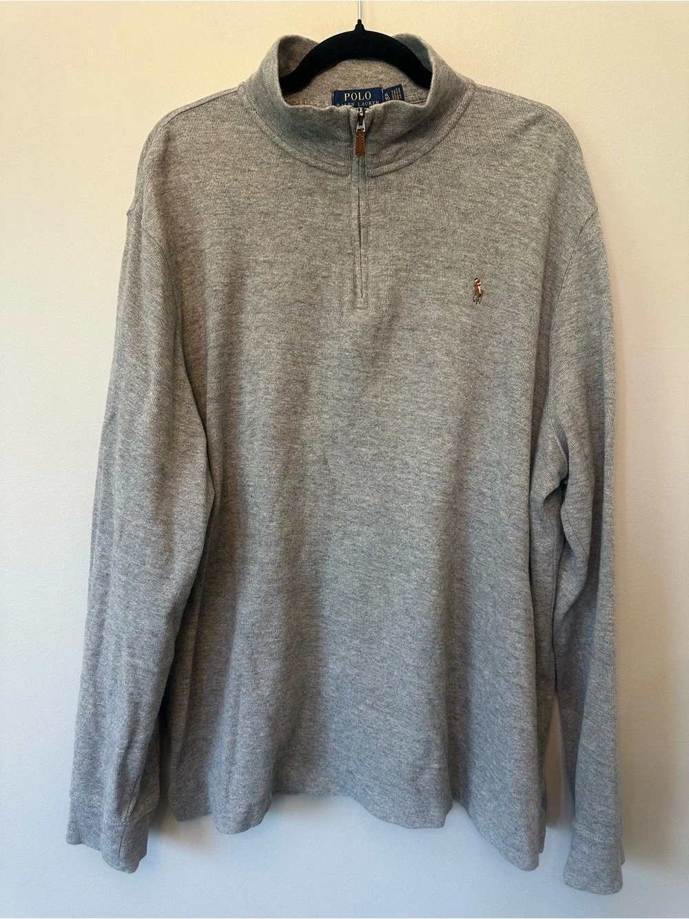 Polo Ralph Lauren Estate-Rib Quarter-Zip Pullover Gray Golf Size XL